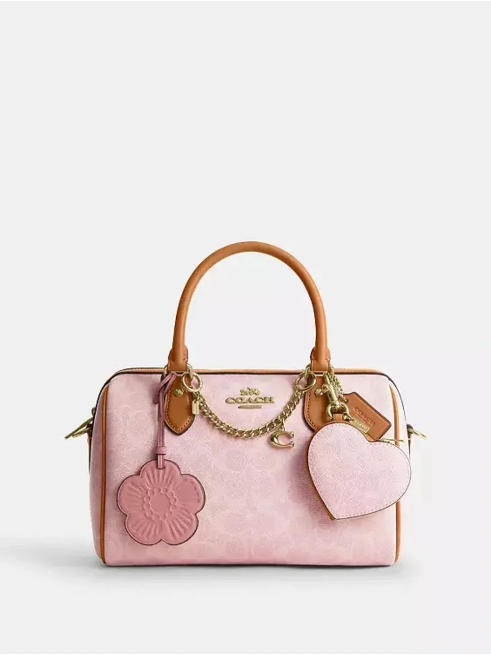 Coach Pink Heart Keychain Coin Pouch with Gold Hardware - Picture 2 of 3